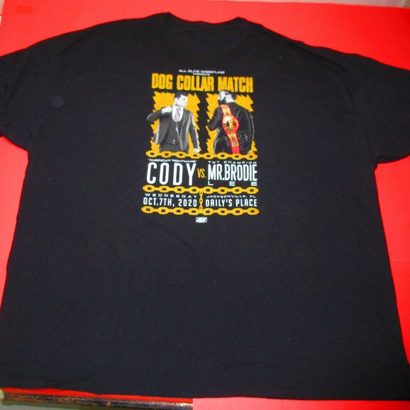 AEW Dog Collar Match American Nightmare Cody vs TNT Champion Mr Brodie T-Shirt - Picture 1 of 3